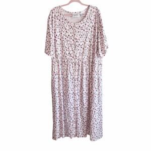 Vintage Kate & co pink ditsy floral plus size 3X cotton blend dress cottagecore